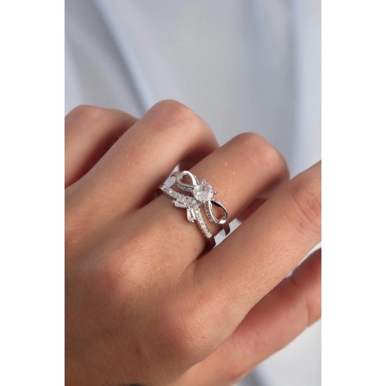 Özel Pirinç Ayarlamalı Renk Zirkon Taşlı 2Li Görünüm Fiyonk Yüzük Fırsat!!!