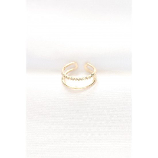 Özel 2Li Görünümlü Su Yolu Tasarımlı Gold Renk Ayarlanabilir Yüzük Fırsat!!!