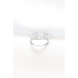 Özel 2Li Görünümlü Su Yolu Tasarımlı Silver Renk Ayarlanabilir Yüzük Fırsat!!!