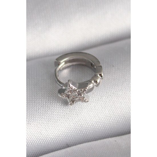 Özel Çelik Renk Zirkon Taşlı Yıldız Model Tragus Piercing Fırsat!!!