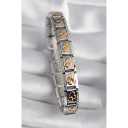 Özel Çelik Renk Gold Kalp İşleme Nomination Model Kadın Bileklik Fırsat!!!