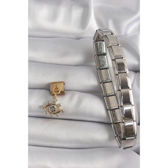 Özel Çelik Gold Renk Sallantı Zirkon Taşlı Göz Model Nomination Charm Fırsat!!!