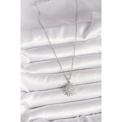 Özel Çelik Renk Zincir Zirkon Taşlı Güneş Model Kadın Kolye Fırsat!!!