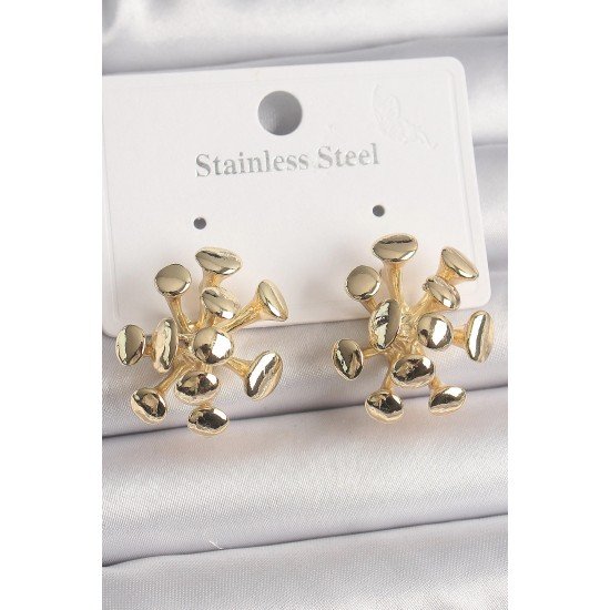 Özel Pirinç Gold Renk Virüs Figür Model Kadın Küpe Fırsat!!!