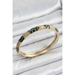 Özel Mineli Pirinç Siyah Ve Kahverengi Motifli Kadın Kelepçe Fırsat!!!