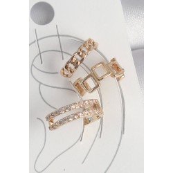 Özel Pirinç Gold Renk Zirkon Taşlı Kare Zincir Model Kadın Kıkırdak Küpe Fırsat!!!