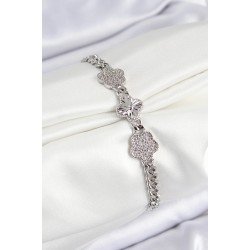 Özel Pirinç Zirkon Taşlı Yonca Model Renk Kadın Bileklik Fırsat!!!