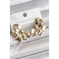 Özel 316 Çelik Gold Renk Kurdele Plaka Model Kadın Küpe Fırsat!!!