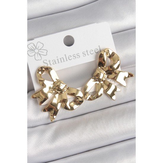 Özel 316 Çelik Gold Renk Kurdele Plaka Model Kadın Küpe Fırsat!!!