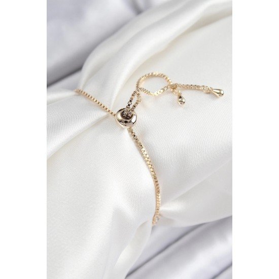 Özel Pirinç Zirkon Taşlı Nazar Yıldız Model Gold Renk Asansörlü Kadın Bileklik Fırsat!!!