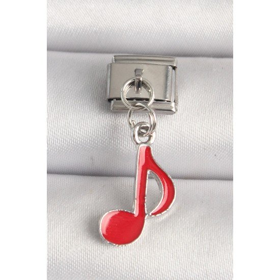 Özel Çelik Renk Kırmızı Müzik Nota Model Nomination Charm Fırsat!!!