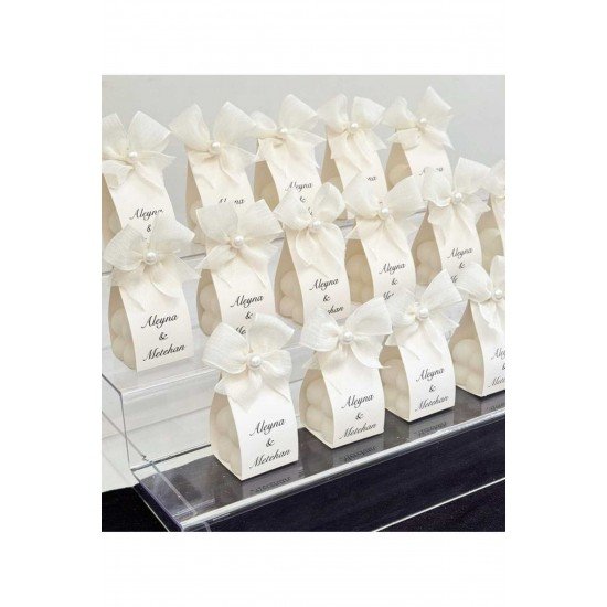 Nişan Nikah Düğün Hediyelik Bubble Mum Keten Kurdele Süslemeli 10 ADET