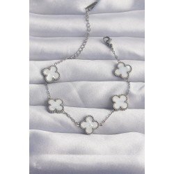 Özel Çelik Renk Beyaz Sedefli Yonca Bileklik Fırsat!!!