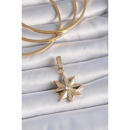 Özel Pirinç Gold Renk Zirkon Taşlı Kutup Yıldızı Ajda Charm Fırsat!!!