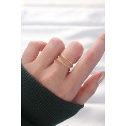 Özel 2Li Görünümlü Su Yolu Tasarımlı Gold Renk Ayarlanabilir Yüzük Fırsat!!!