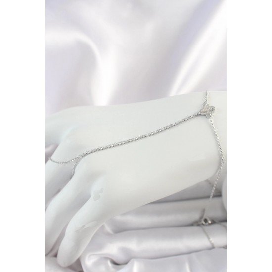 Özel Pirinç Renk Su Yolu Zirkon Taşlı İşlemeli Yonca Model Kadın Şahmeran Fırsat!!!