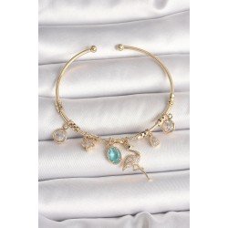 Özel Pirinç Gold Renk Zirkon Taşlı Sallantı Filamingo Figür Charm Kadın Bileklik Fırsat!!!