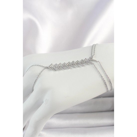 Özel Pirinç Renk Zirkon Taşlı V Model Kadın Şahmeran Fırsat!!!