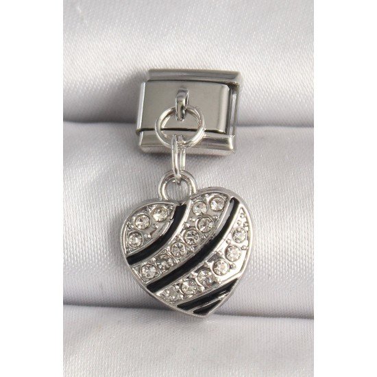 Özel Çelik Renk Zirkon Taşlı Kalp Model Nomination Charm Fırsat!!!