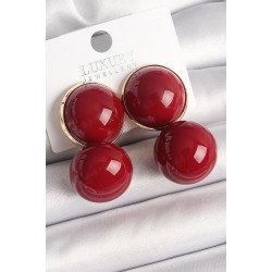 Özel Pirinç Gold Renk Kırmızı Boncuk Model Kadın Küpe Fırsat!!!