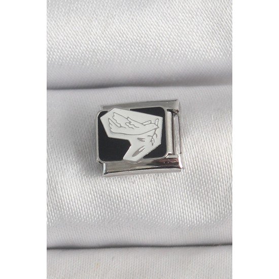 Özel Çelik Renk Siyah Beyaz Kuş İşlemeli Nomination Charm Fırsat!!!