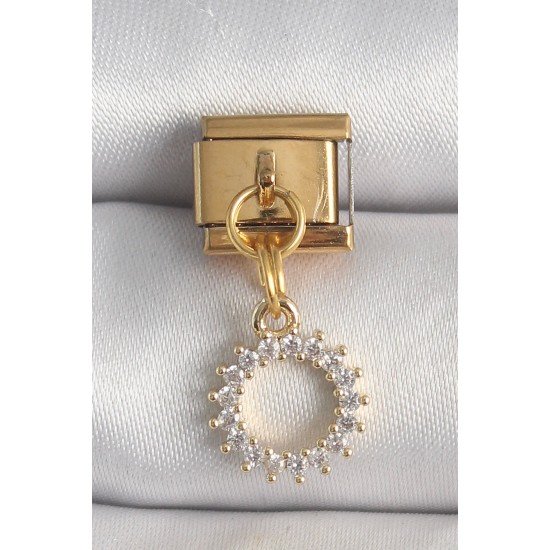 Özel Çelik Gold Renk Zirkon Taşlı Sallantı Güneş Model Nomination Charm Fırsat!!!