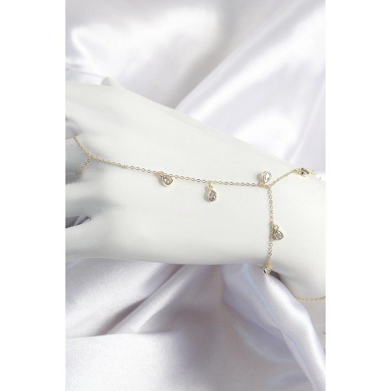 Özel Pirinç Zirkon Taşlı Sallantılı Damla Model Gold Renk Kadın Şahmeran Fırsat!!!