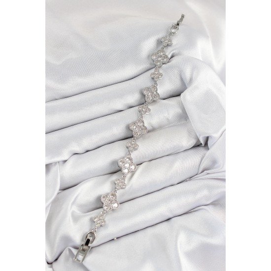 Özel Pirinç Zirkon Taşlı Yonca Model Renk Vip Seri Kadın Bileklik Fırsat!!!