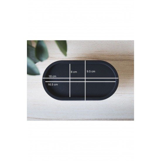 Dekoratif Beton Tepsi Organizer Sunumluk Mat Siyah