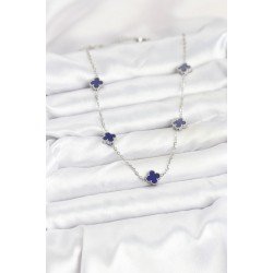 Özel Çelik Zincir Renk Lacivert Boy Yonca Kadın Kolye Fırsat!!!