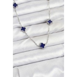 Özel Çelik Zincir Renk Lacivert Boy Yonca Kadın Kolye Fırsat!!!