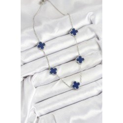 Özel Çelik Zincir Lacivert Renk Yonca Kadın Kolye Fırsat!!!