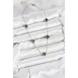 Özel Çelik Zincir Renk Yeşil Boy Yonca Kadın Kolye Fırsat!!!