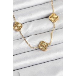 Özel Çelik Zincir Gold Renk Yonca Kadın Kolye Fırsat!!!