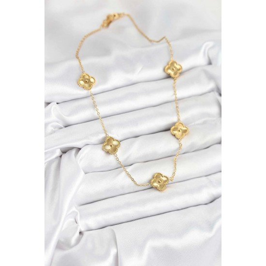 Özel Çelik Zincir Gold Renk Yonca Kadın Kolye Fırsat!!!