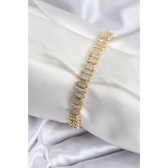 Özel Pirinç Vip Seri Gold Renk Oval Sıralı Kadın Bileklik Fırsat!!!