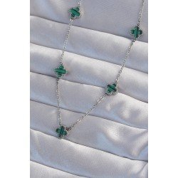 Özel Çelik Renk Minimal Yeşil Mineli Yonca Kolye Fırsat!!!