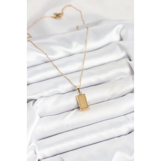 Özel Çelik Zincir Gold Renk Külçe Altın Model Kadın Kolye Fırsat!!!