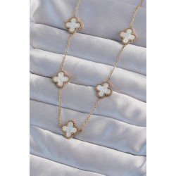 Özel Çelik Gold Renk Beyaz Sedefli Yonca Kolye Fırsat!!!