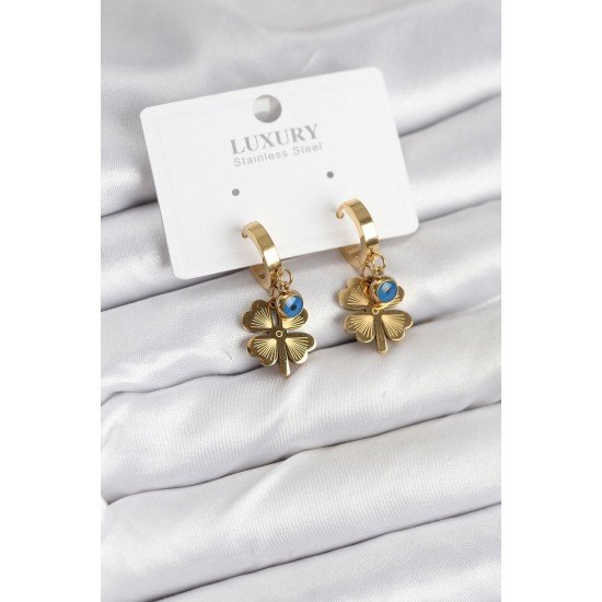 Özel Çelik Nazarlı Yonca Model Kadın Küpe Fırsat!!!