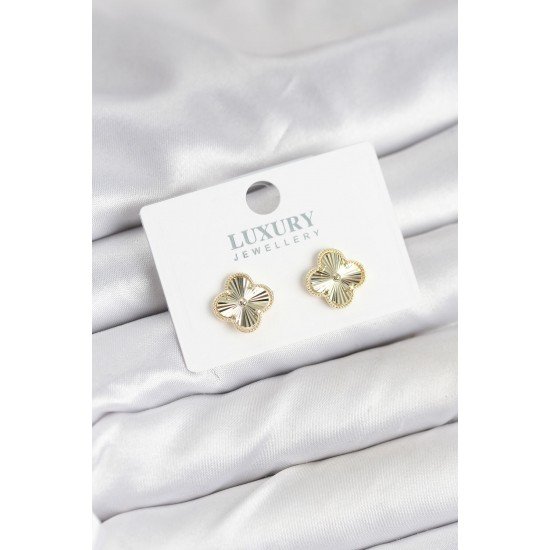 Özel Pirinç Gold Renk Tekli Yonca Kadın Küpe Fırsat!!!