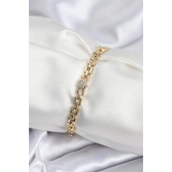 Özel Pirinç Vip Seri Gold Renk Zincir Model Kalpli Zirkon Taşlı Kadın Bileklik Fırsat!!!