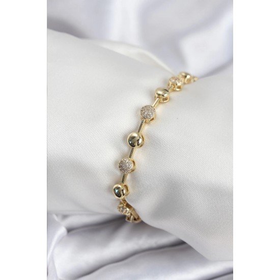 Özel Pirinç Vip Seri Gold Renk Topçuk Model Kadın Bileklik Fırsat!!!