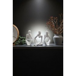 Üçlü Beton Düşünen İnsanlar Seti - Dekoratif Soyut Biblo, Heykel, Obje