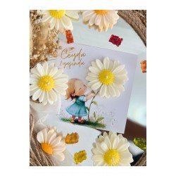 20 Adet Özel Tasarlanmış Kart Ve Papatya Mum. Doğum Günü, Baby Shower, Bebek Doğum Hediyelik