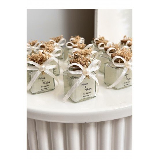 Mantar Kapaklı Cam Şişe Mum – 25 Adet – Söz, Nişan, Düğün, Nikah, Kına, Mevlüt, Yeni Doğan Hediyelik