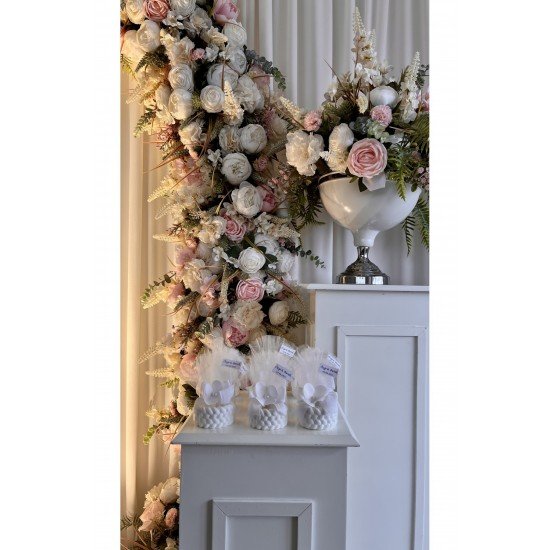 Çiçekli Tül Süslemeli Dekoratif Mum – 25 Adet – Söz, Nişan, Nikah, Düğün, Kına, Mevlüt Hediyelik