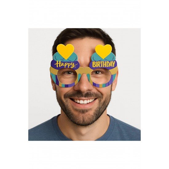 Özel Cupcake Temalı Doğum Günü Renkli Karton Happy Birthday Gözlüğü 6 Adet Fırsat!!!