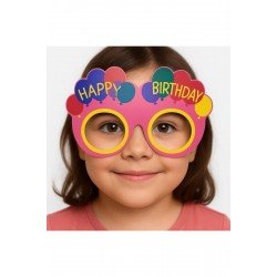 Özel Balon Desenli Karton Doğum Günü Gözlükleri 6 Adet Pembe Renk Fırsat!!!
