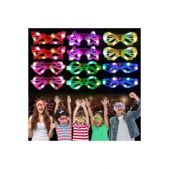 Özel Led Işıklı 6 Model Yanar Söner Parti Gözlüğü 12 Adet Fırsat!!!